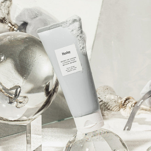 Huxley skincare product on a white background AgelessBeautgy3000.com Huxley | Cleansing Foam Deep Clean Deep Moist