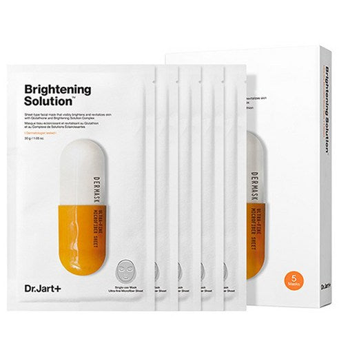AgelessBeauty3000.com  Dr.Jart+ | DERMASK BRIGHTENING SOLUTION FACE MASK  Packaging of Dr. Jart+ Dermask Intense Sheet Mask with brightening solution on a white background