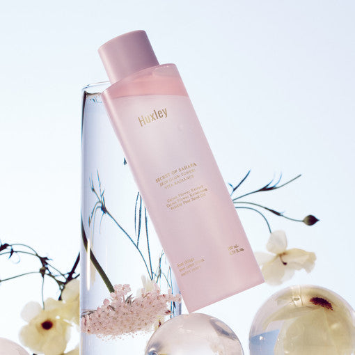 Huxley skincare bottle on a white background  AgelessBeauty3000.com   Huxley  |  Skin Glow Toner Vita Radiance