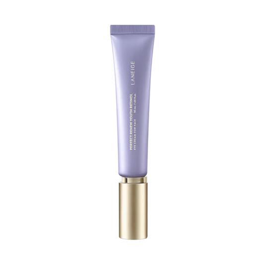 AgelessBeauty3000.com  LANEIGE | Perfect Renew Youth Retinol Pro  Skincare tube with purple cap and gold base on a white background