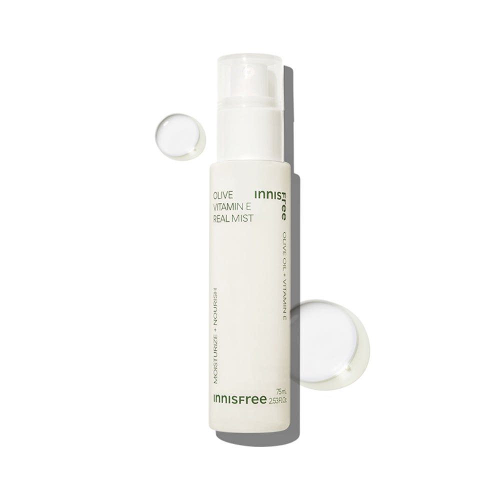 ThatKBeautyShop.com  innisfree | Olive Vitamin E Real Mist  Innisfree olive vitamin E real mist bottle on a white background