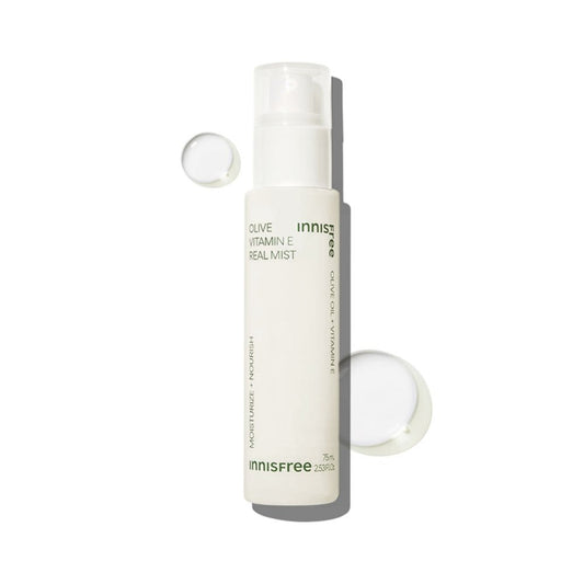 ThatKBeautyShop.com  innisfree | Olive Vitamin E Real Mist  Innisfree olive vitamin E real mist bottle on a white background